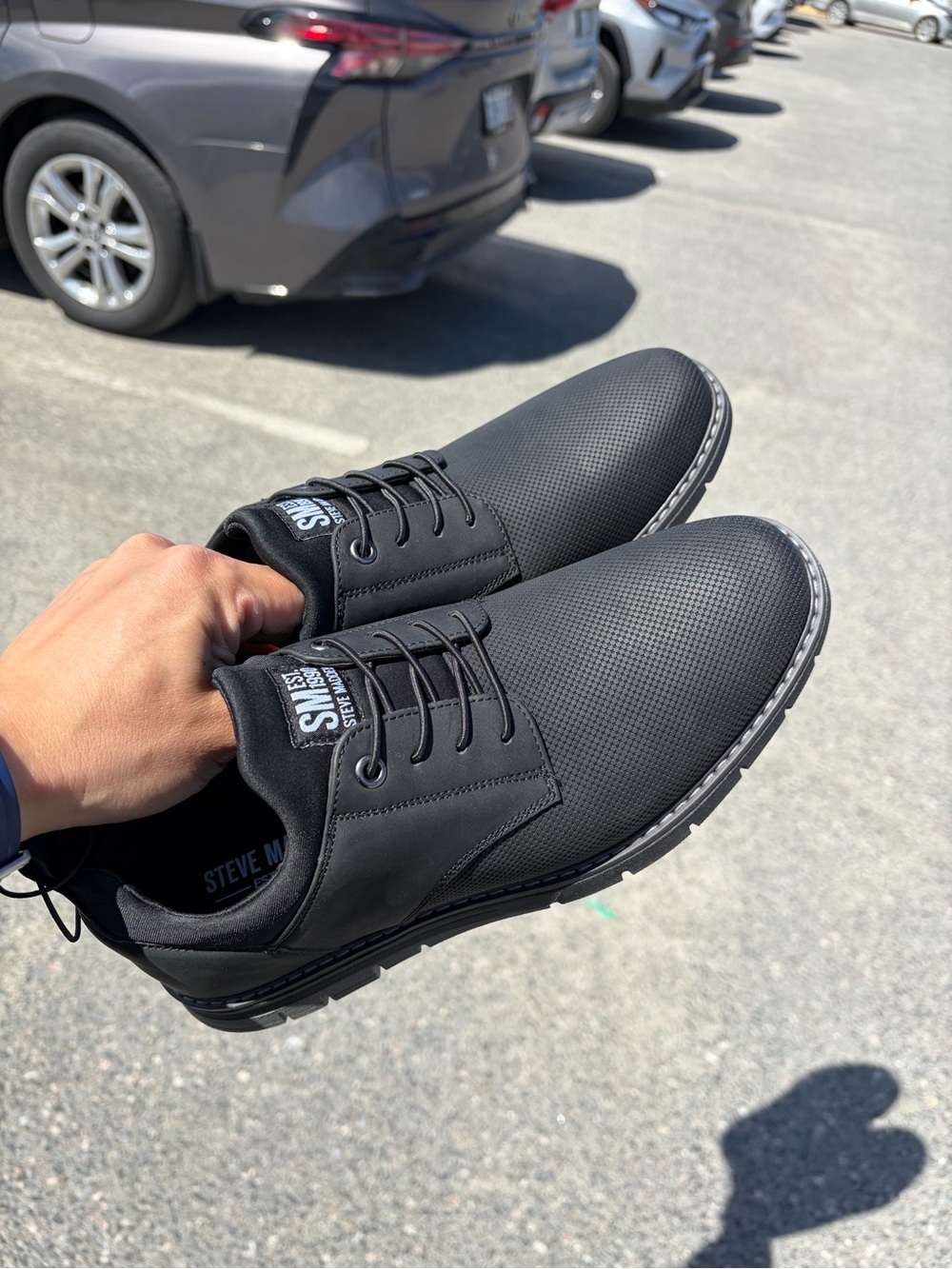 Steve Madden Black Textured Lace-Up Oxfords